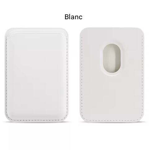 Étui de protection blanc minimaliste en cuir pour carte ou smartphone avec ouverture ovale