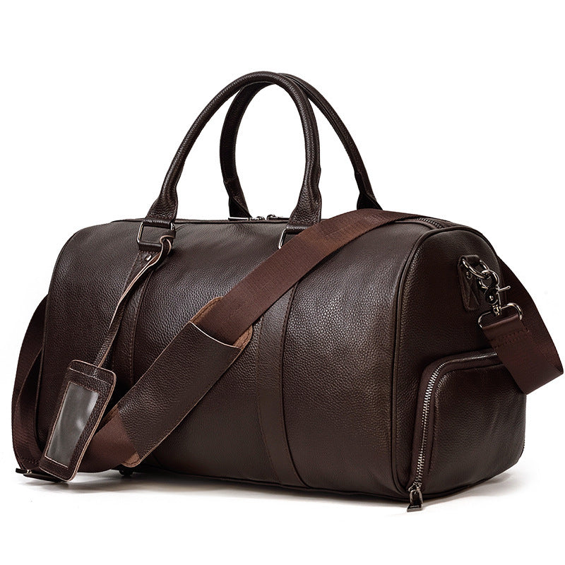 Sac de sport de voyage en cuir véritable noir pour homme