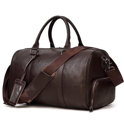 Sac de sport de voyage en cuir véritable noir pour homme