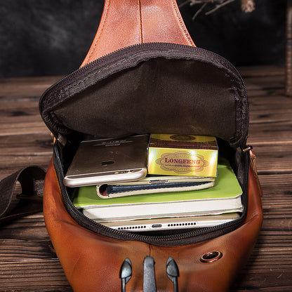 Authentique Sac Bandoulière Homme Cuir Vintage