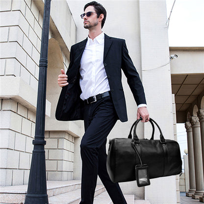 Sac de sport de voyage en cuir véritable noir pour homme