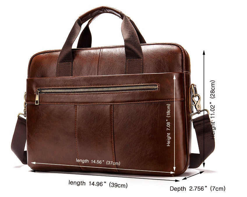 Sacoche-documents vintage décontractée en cuir pour homme