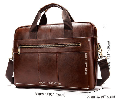 Sacoche-documents vintage décontractée en cuir pour homme