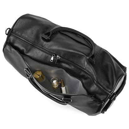 Sac de sport de voyage en cuir véritable noir pour homme