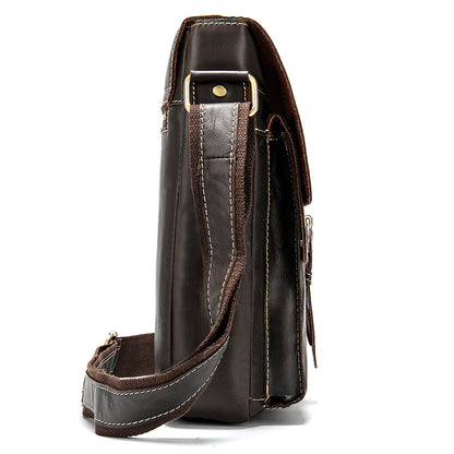 Sac à bandoulière décontracté en cuir véritable pour homme, sac à bandoulière en cuir de vache, sac à dos d'école - TANNERY