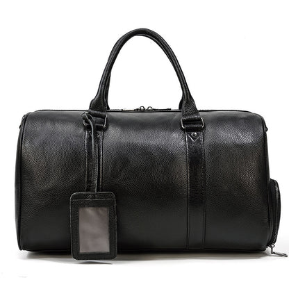 Sac de sport de voyage en cuir véritable noir pour homme