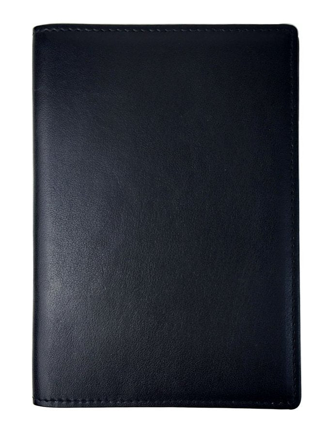 Cahier noir en cuir avec couture visible, couverture lisse et élégante