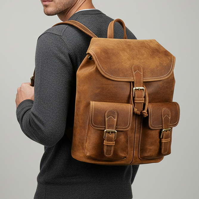 Éclaireur Sacs à Dos en Cuir Pleine Fleur