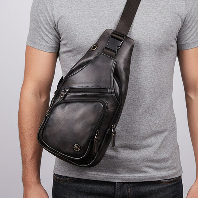 Authentique Sac Bandoulière Homme Cuir Vintage