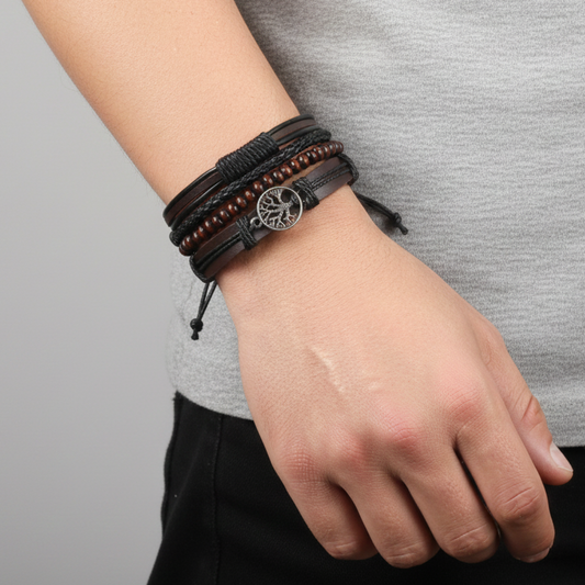 Vnox Ensemble De Bracelets En Cuir Pour Hommes