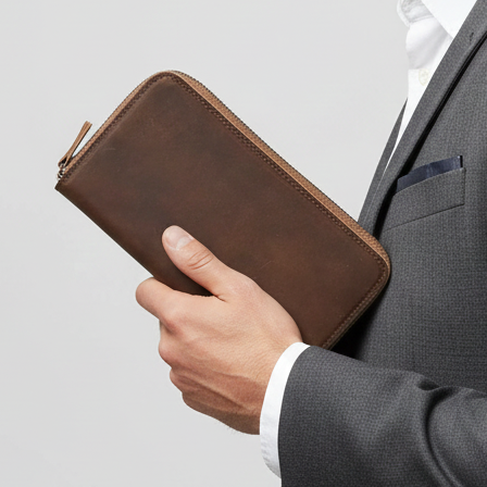 Via Nova Portefeuille Long en Cuir Véritable et Design Artisanal