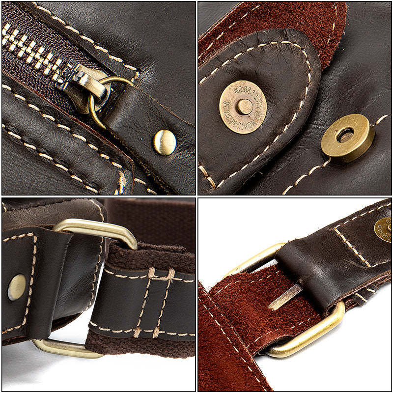 Sac à bandoulière décontracté en cuir véritable pour homme, sac à bandoulière en cuir de vache, sac à dos d'école - TANNERY