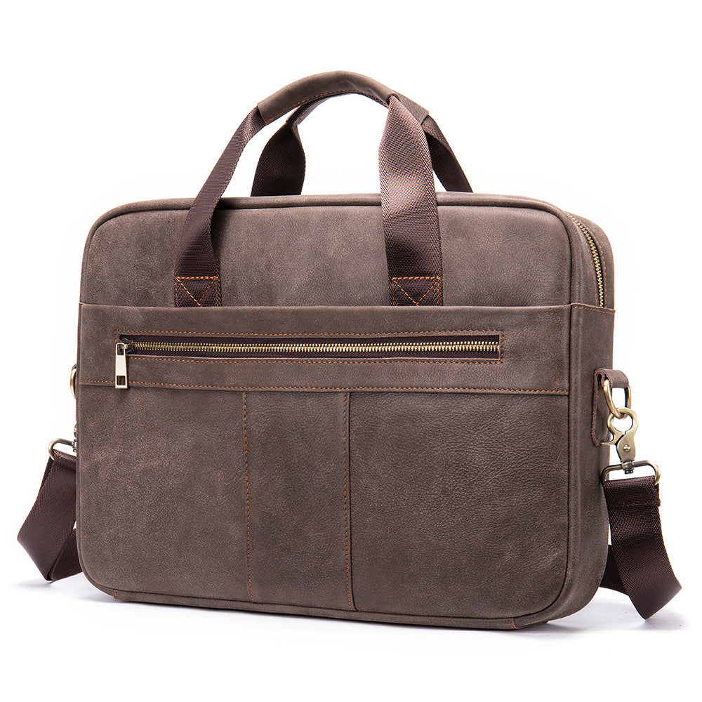 Sacoche-documents vintage décontractée en cuir pour homme
