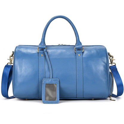 Sac de sport de voyage en cuir véritable noir pour homme