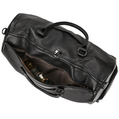 Sac de sport de voyage en cuir véritable noir pour homme